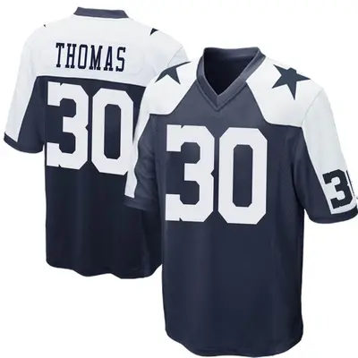 Men's Game Juanyeh Thomas Dallas Cowboys Navy Blue Throwback Jersey