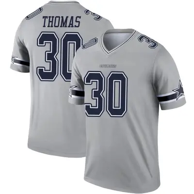 Men's Legend Juanyeh Thomas Dallas Cowboys Gray Inverted Jersey