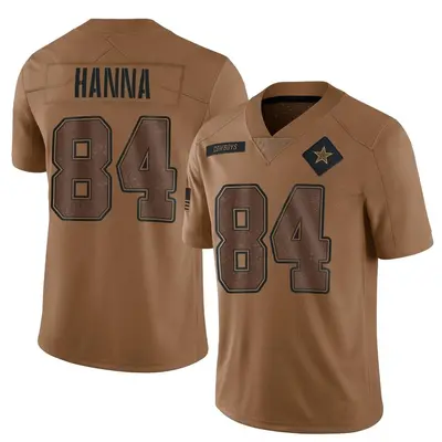 Men's Limited James Hanna Dallas Cowboys Brown 2023 Salute To Service Jersey