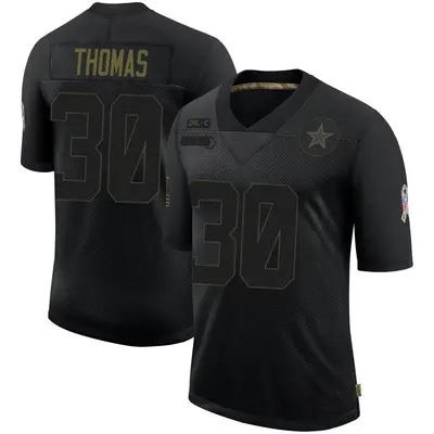 Men's Limited Juanyeh Thomas Dallas Cowboys Black 2020 Salute To Service Jersey