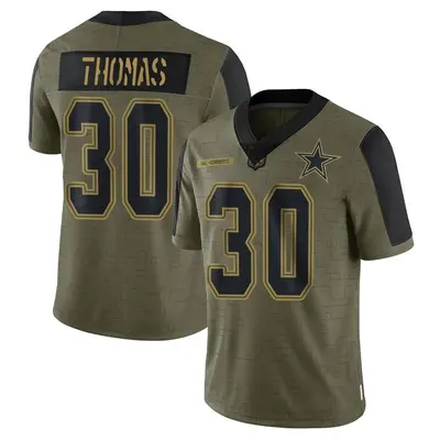 Men's Limited Juanyeh Thomas Dallas Cowboys Olive 2021 Salute To Service Jersey