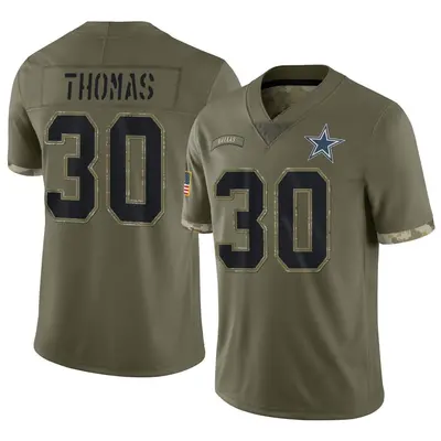 Men's Limited Juanyeh Thomas Dallas Cowboys Olive 2022 Salute To Service Jersey