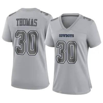 Women's Game Juanyeh Thomas Dallas Cowboys Gray Atmosphere Fashion Jersey