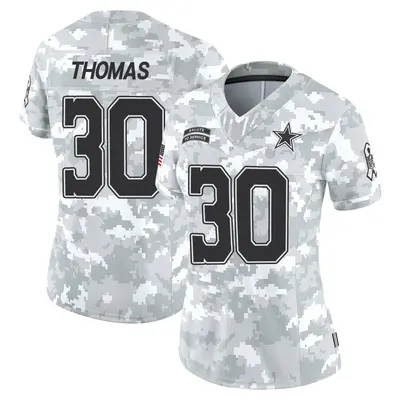 Women's Limited Juanyeh Thomas Dallas Cowboys Arctic Camo 2024 Salute to Service Jersey