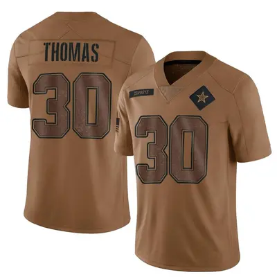 Youth Limited Juanyeh Thomas Dallas Cowboys Brown 2023 Salute To Service Jersey